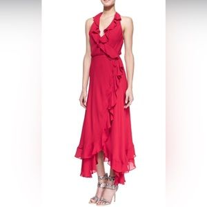 Dresses | Nwtags Haute Hippie Redlay Me Down Ruffled Halter Long Wrap Dress  Size